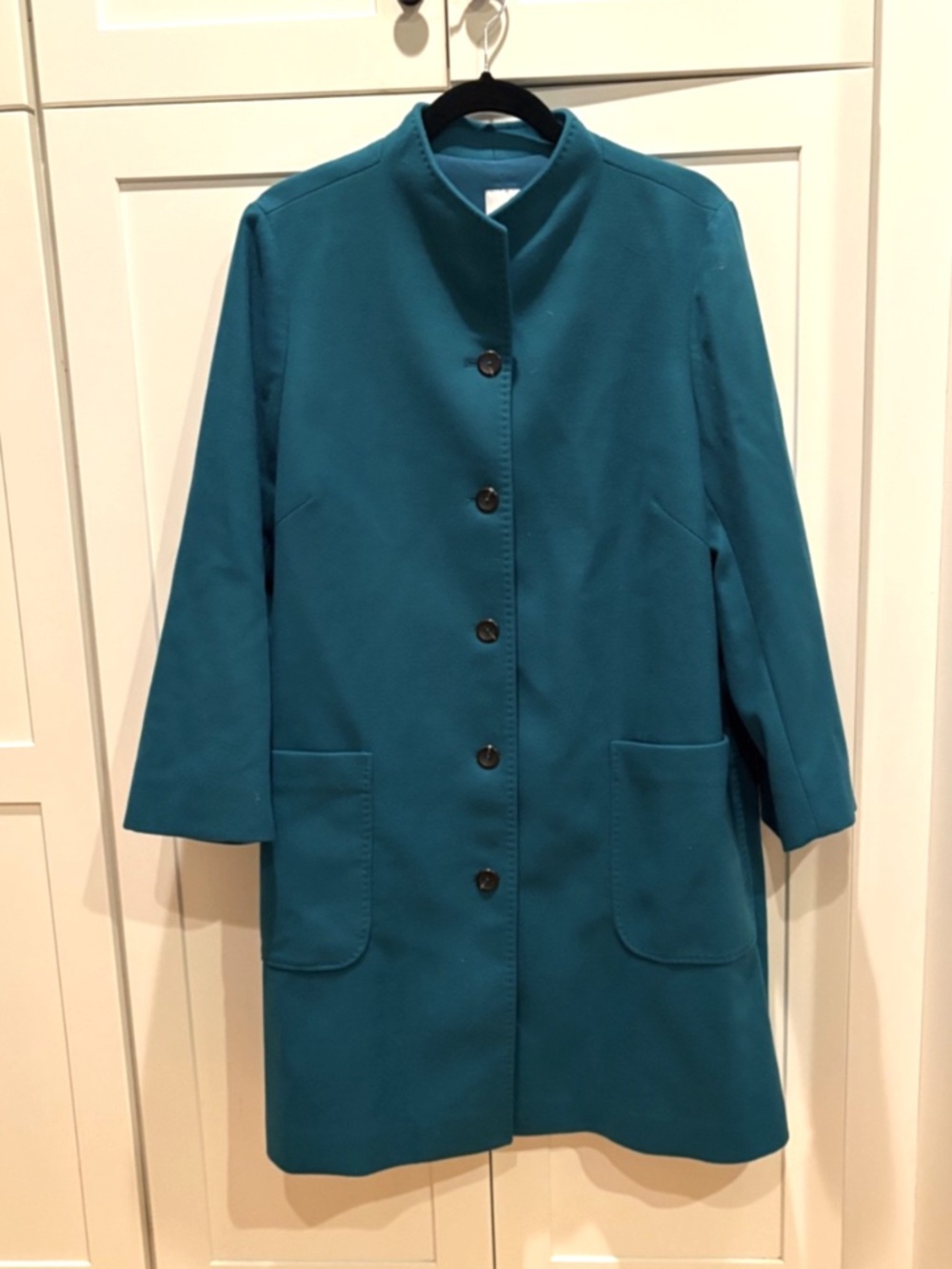 J.Jill Teal front-button Chelsea Coat Size Petite Large